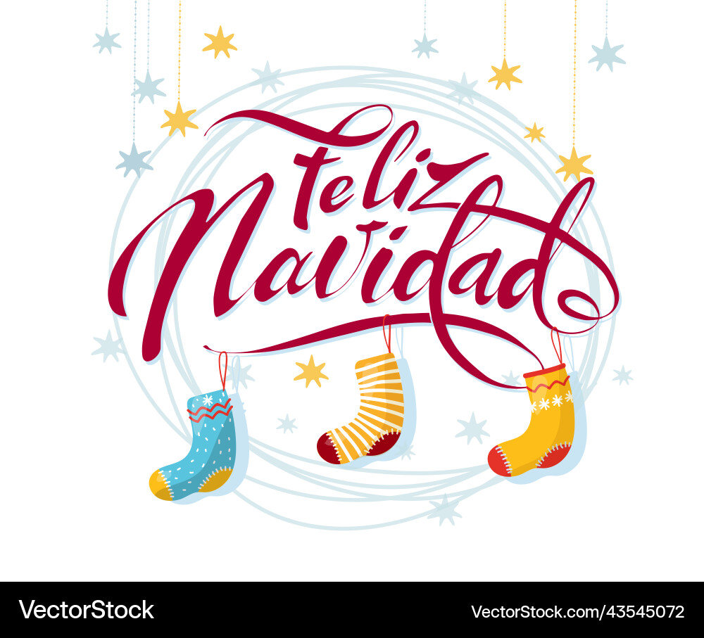 Feliz navidad christmas wish handwritten Feliz navidad christmas wish handwritten vector image
