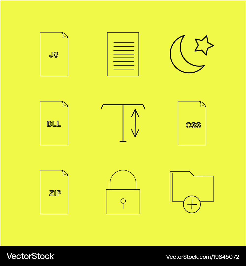Files and folders linear icon set simple outline vector image