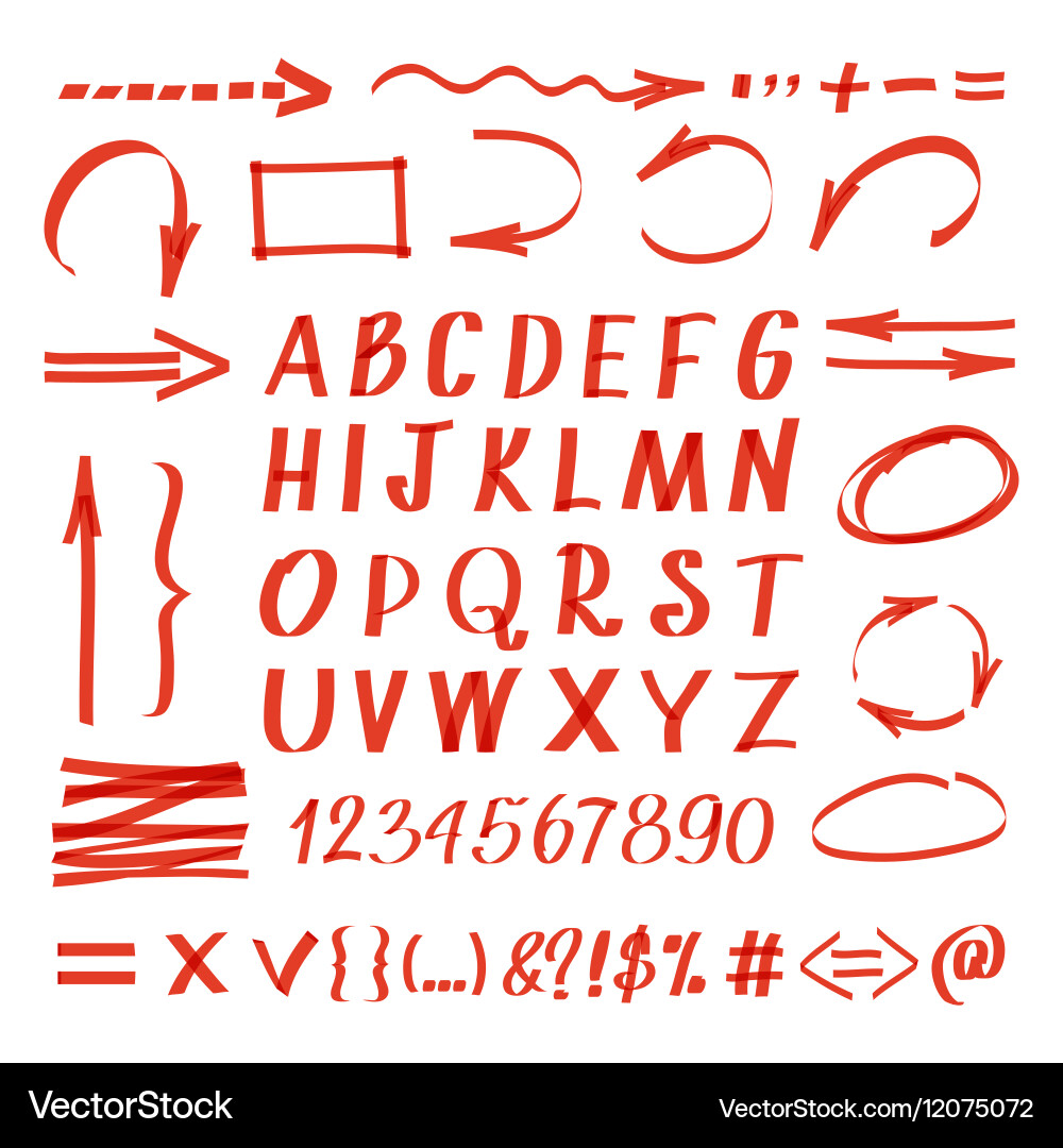 Handwritten Symbols & Arrows Vector Image
