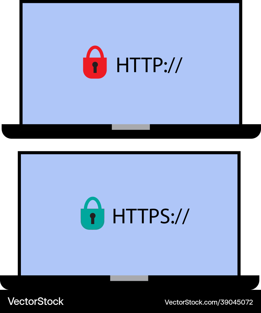 Http and https protocols on white background safe Http and https protocols on white background safe vector image