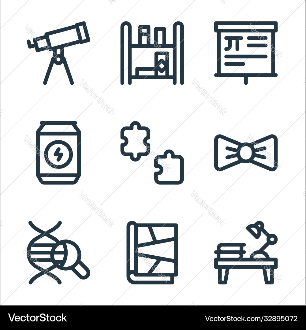 Nerd line icons linear set quality Nerd line icons linear set quality vector image