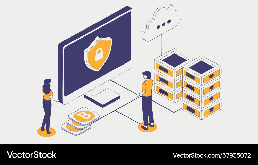 Secure cryptocurrency data storage Vector Image
