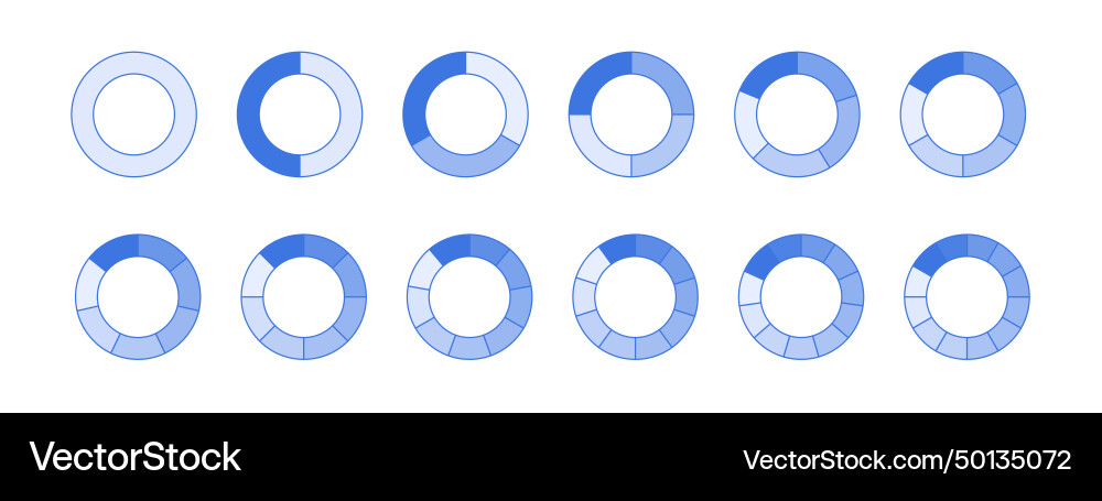 Segment circles set isolated pie chart template vector image