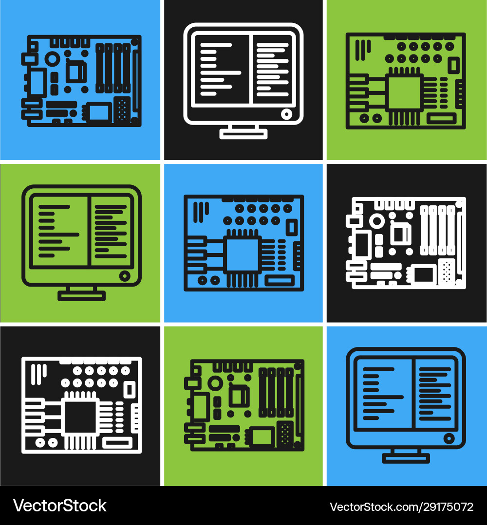 Set line electronic computer components Set line electronic computer components vector image