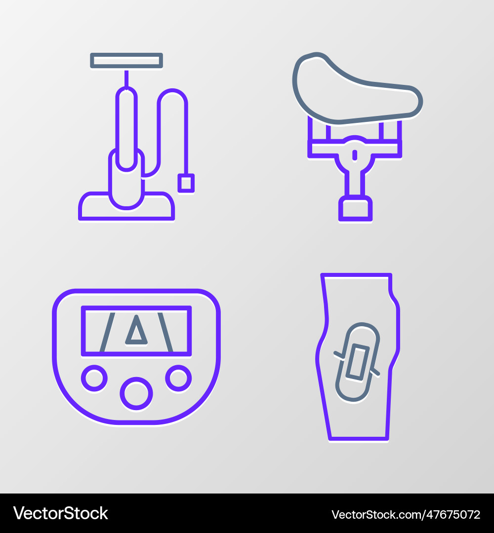 Set line plaster on leg gps device with map Set line plaster on leg gps device with map vector image