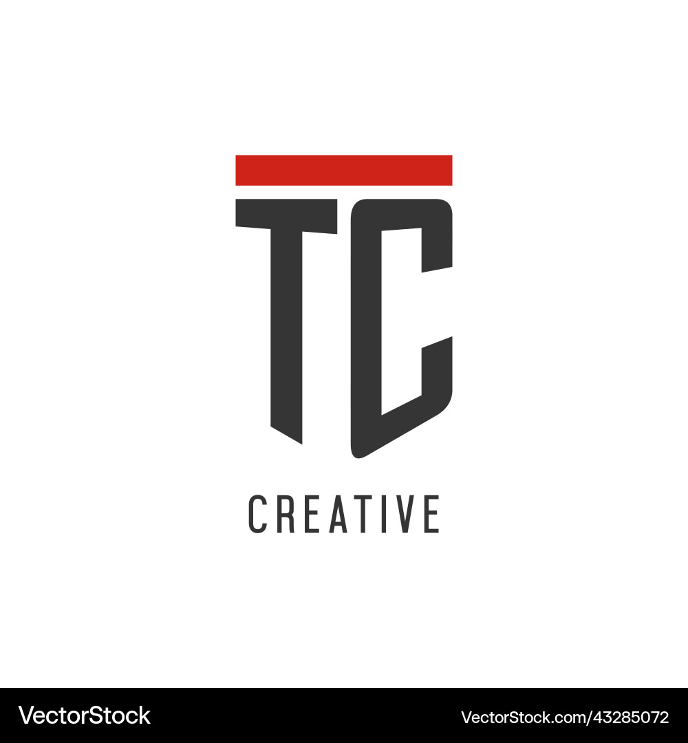Tc initial esport logo with simple shield design Vector Image