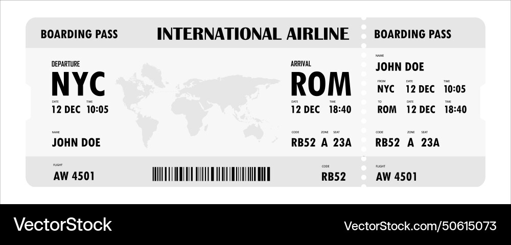 Airline boarding pass template design Airline boarding pass template design vector image