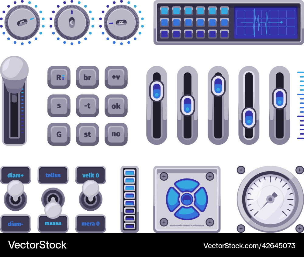 Control Panels ui Elemente Tasten Checkboxen Control Panels ui Elemente Tasten Checkboxen vektorbild