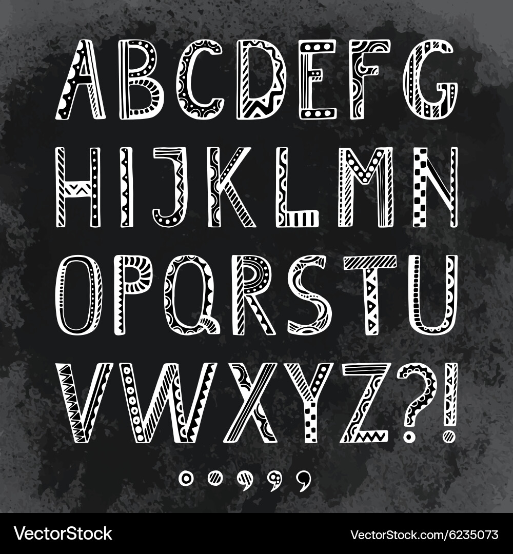 Doodle Letter Set - Hand Drawn Font vector image