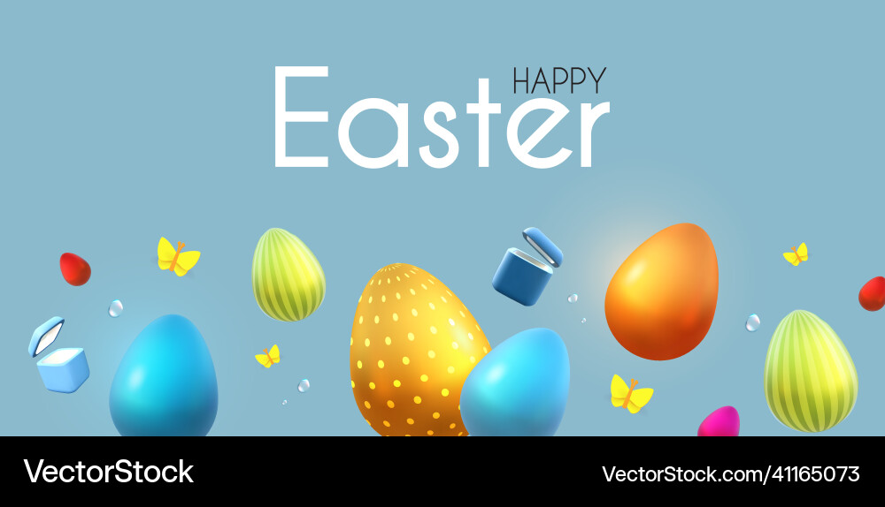 Easter poster template with flowers eggs gift Easter poster template with flowers eggs gift vector image