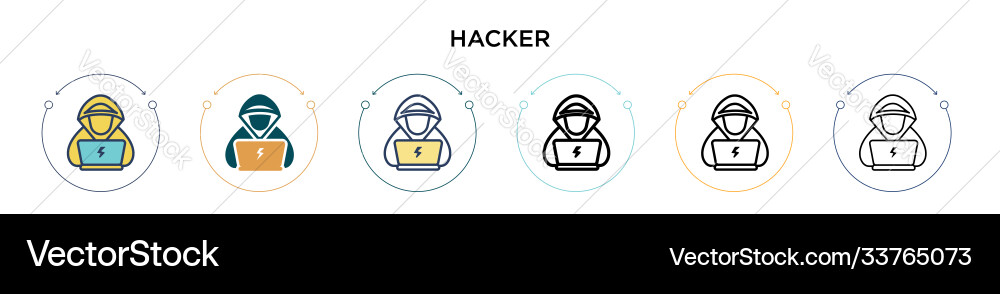 Hacker icon in filled thin line outline Hacker icon in filled thin line outline Vector Image