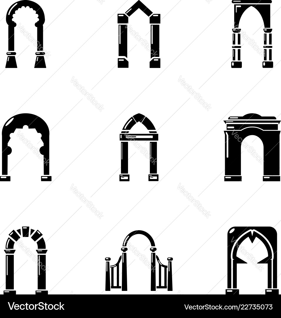 High vault icons set simple style High vault icons set simple style vector image