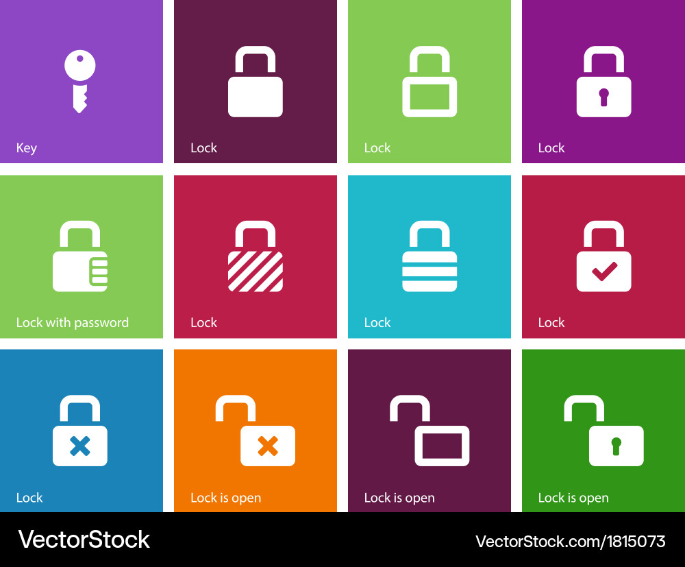 Locks icons on color background vector image