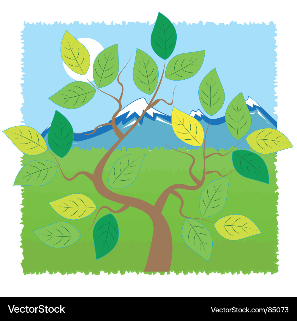 Mountain Tree Landscape Vector Image