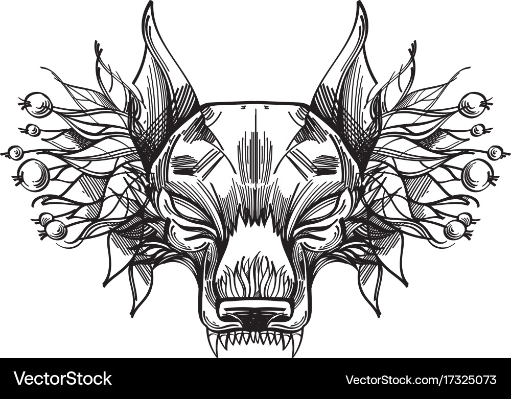 Muzzle of a wolf is an for creating sketches vector image