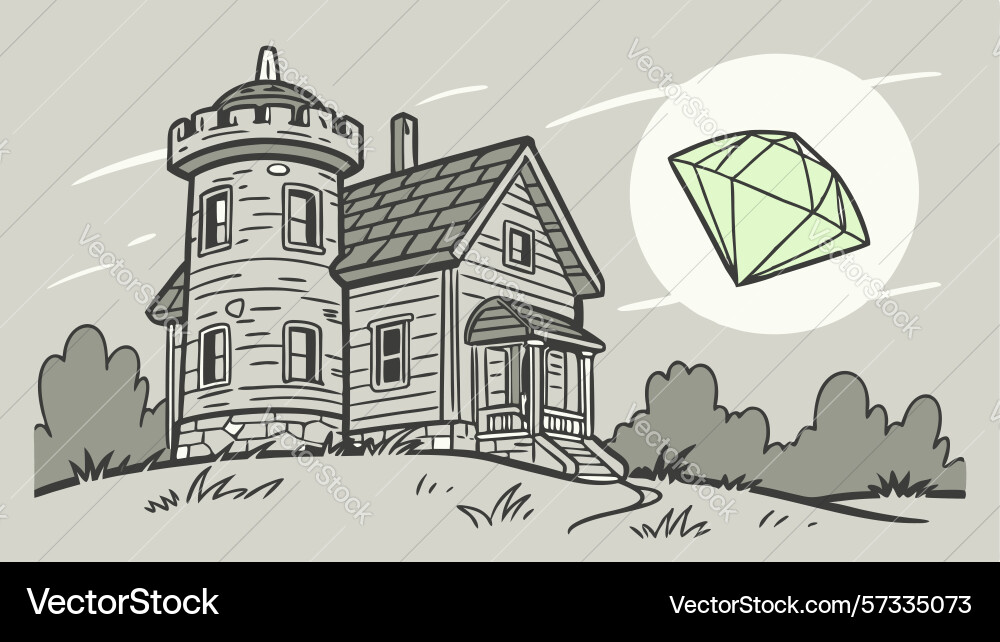 Old watchtower with large diamond design Vector Image