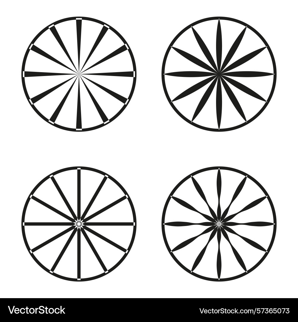 Radial circle patterns abstract rotation forms Vector Image