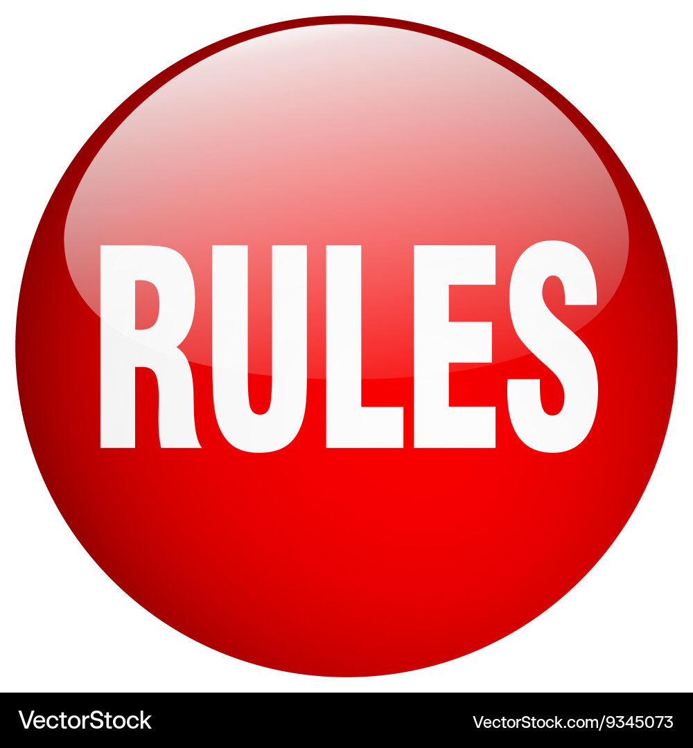Rules red round gel isolated push button vector image