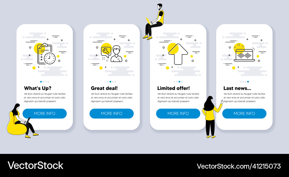 Set of technology icons related to upload Vector Image