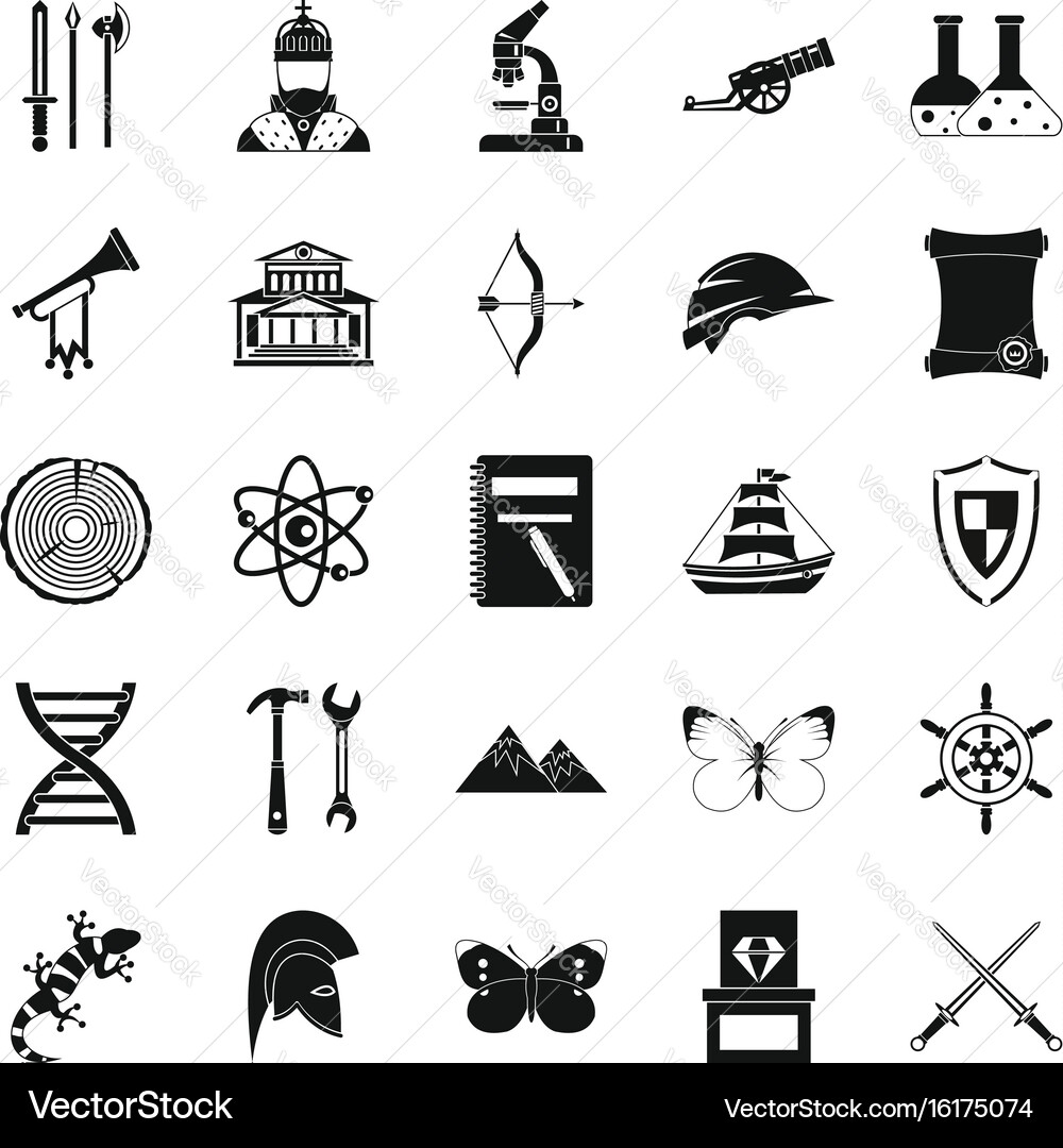 Ancient icons set simple style vector image