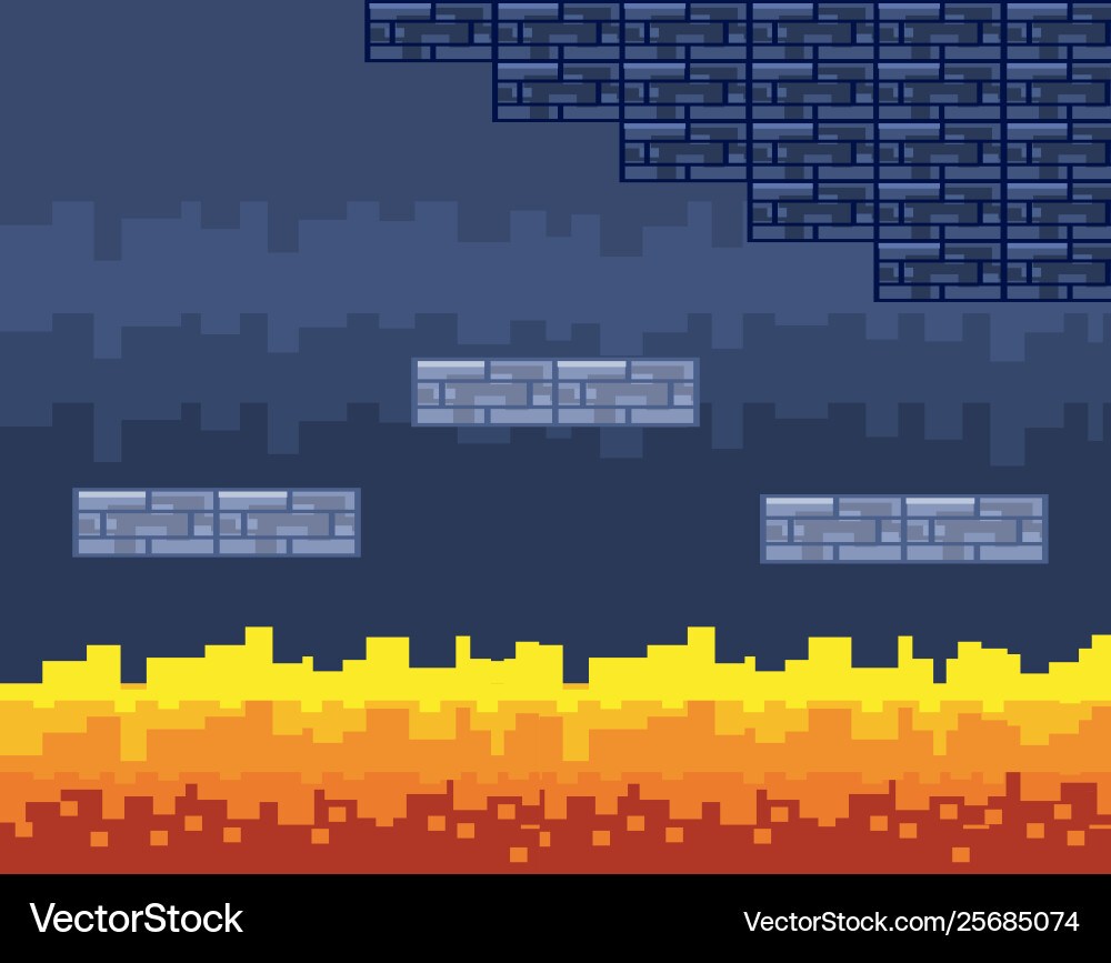 Arcade game world and pixel scene design vector image