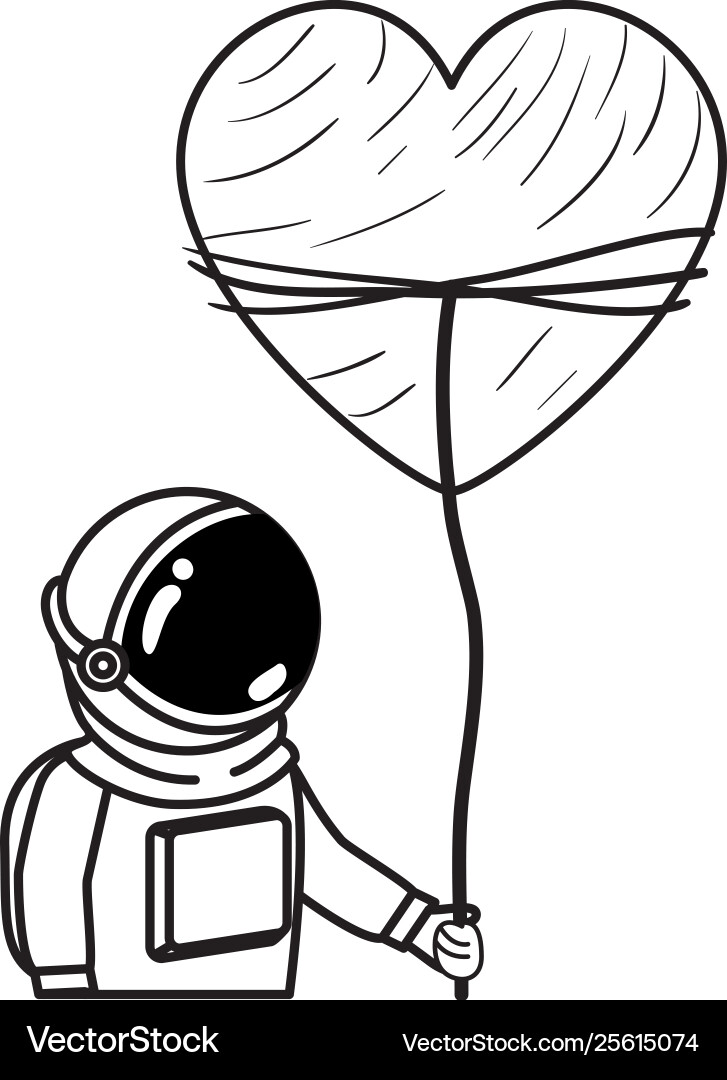 Astronaut with spacesuit and heart in white Astronaut with spacesuit and heart in white vector image
