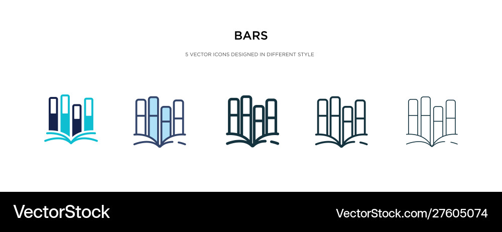 Bars icon in different style two colored vector image