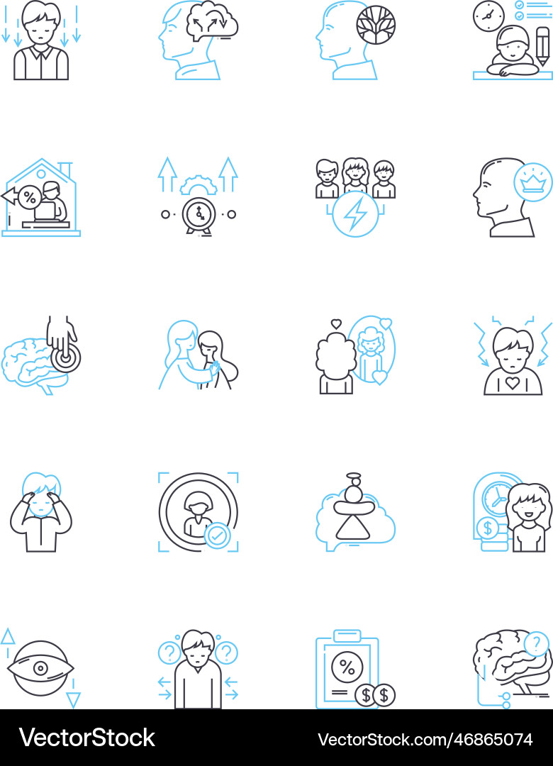 Cognitive science linear icons set perception Cognitive science linear icons set perception Vector Image