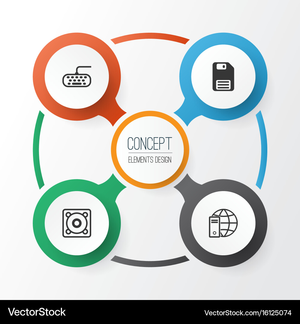Computer icons set collection of keypad vector image