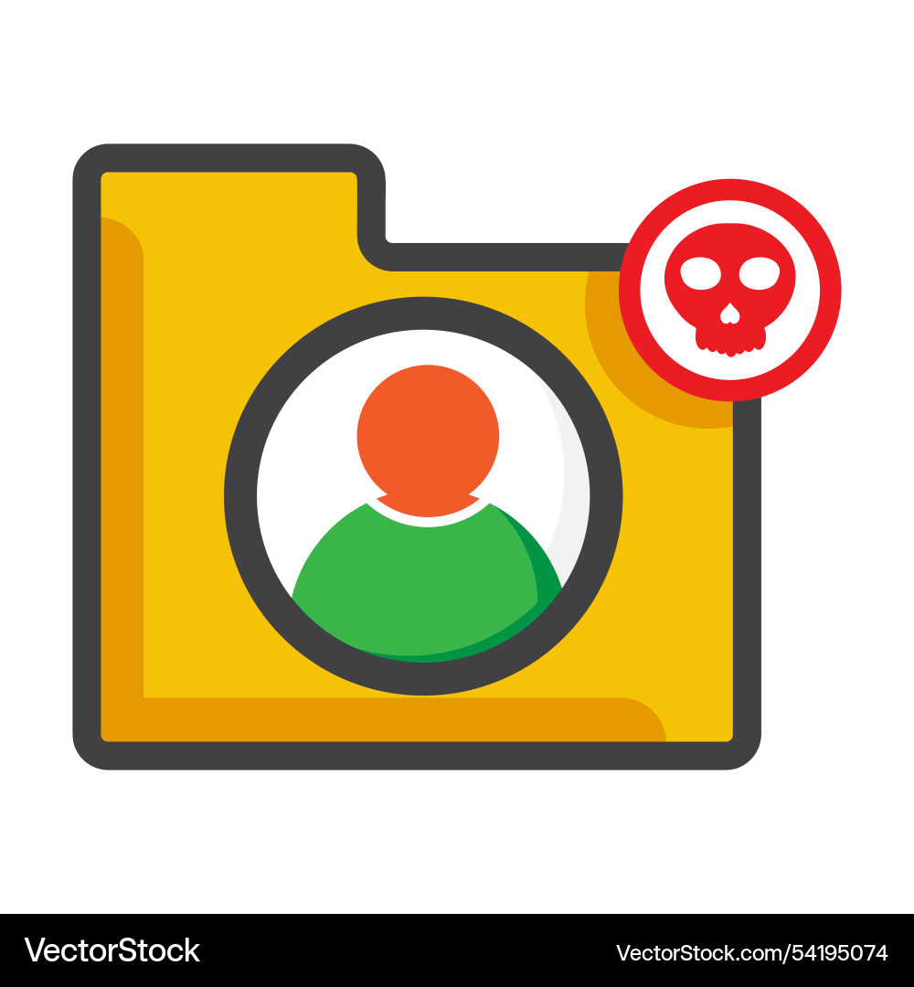 File folder with user and skull icon File folder with user and skull icon vector image