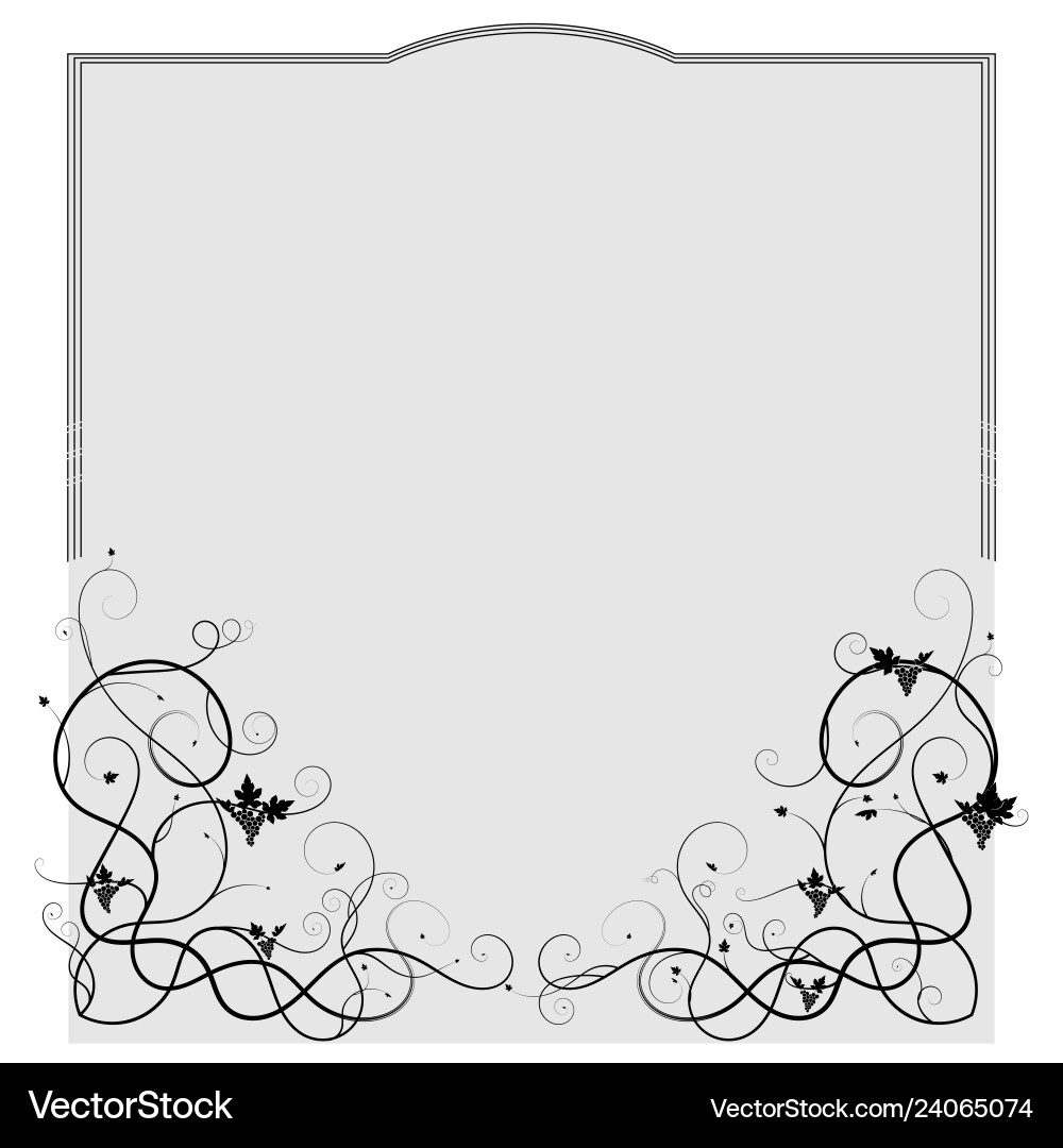 Frame for a document with vine of grapes below Frame for a document with vine of grapes below Vector Image