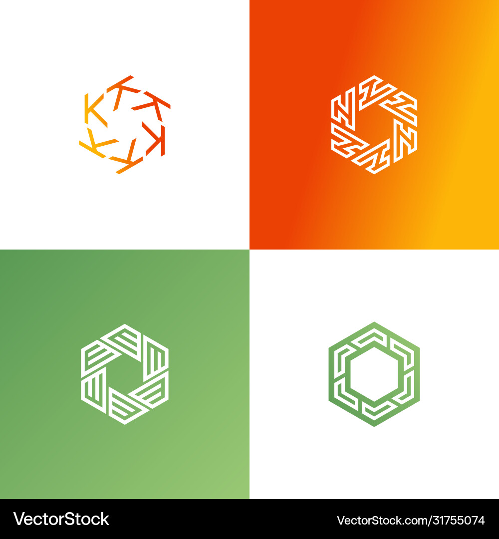 Letter logo set hexagon initial design – Free Vector | VectorStock