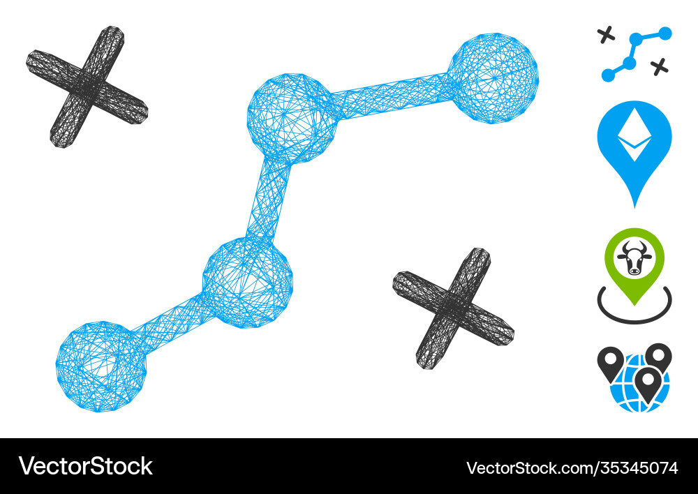 Linear route points mesh Vector Image