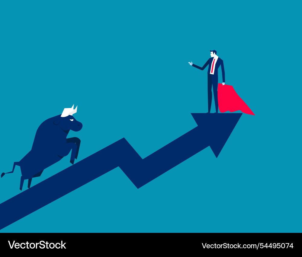 Matador with bull business market stock Vector Image