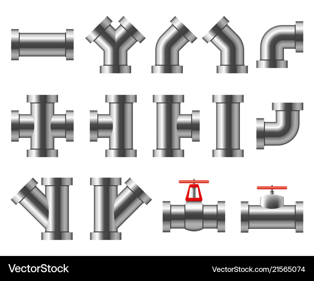 Metallic Pipeline System vector image