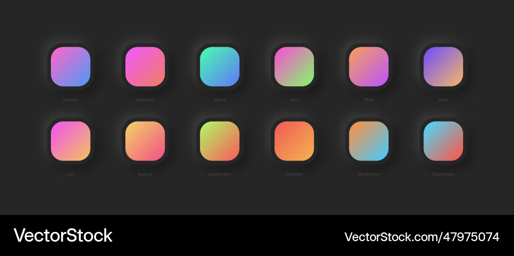 Modern different vivid color gradient schemes set Modern different vivid color gradient schemes set Vector Image