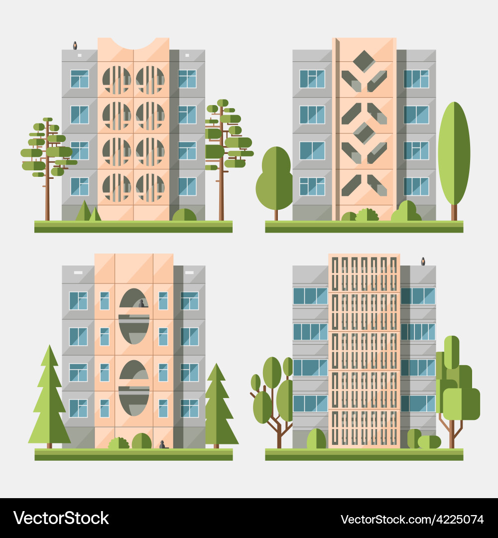 Panel houses flat set3 Royalty Free Vector Image
