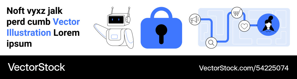 Robot blue padlock and user authentication Robot blue padlock and user authentication Vector Image