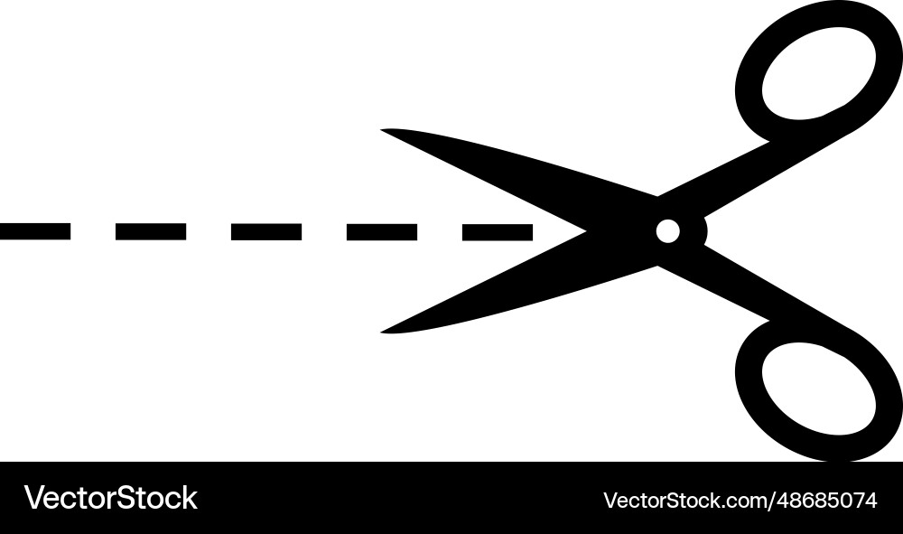 Scissors icon with cut lines line stock Vector Image
