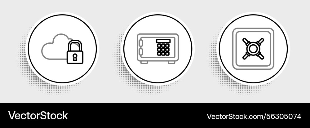 Set line safe cloud computing lock and icon Set line safe cloud computing lock and icon vector image