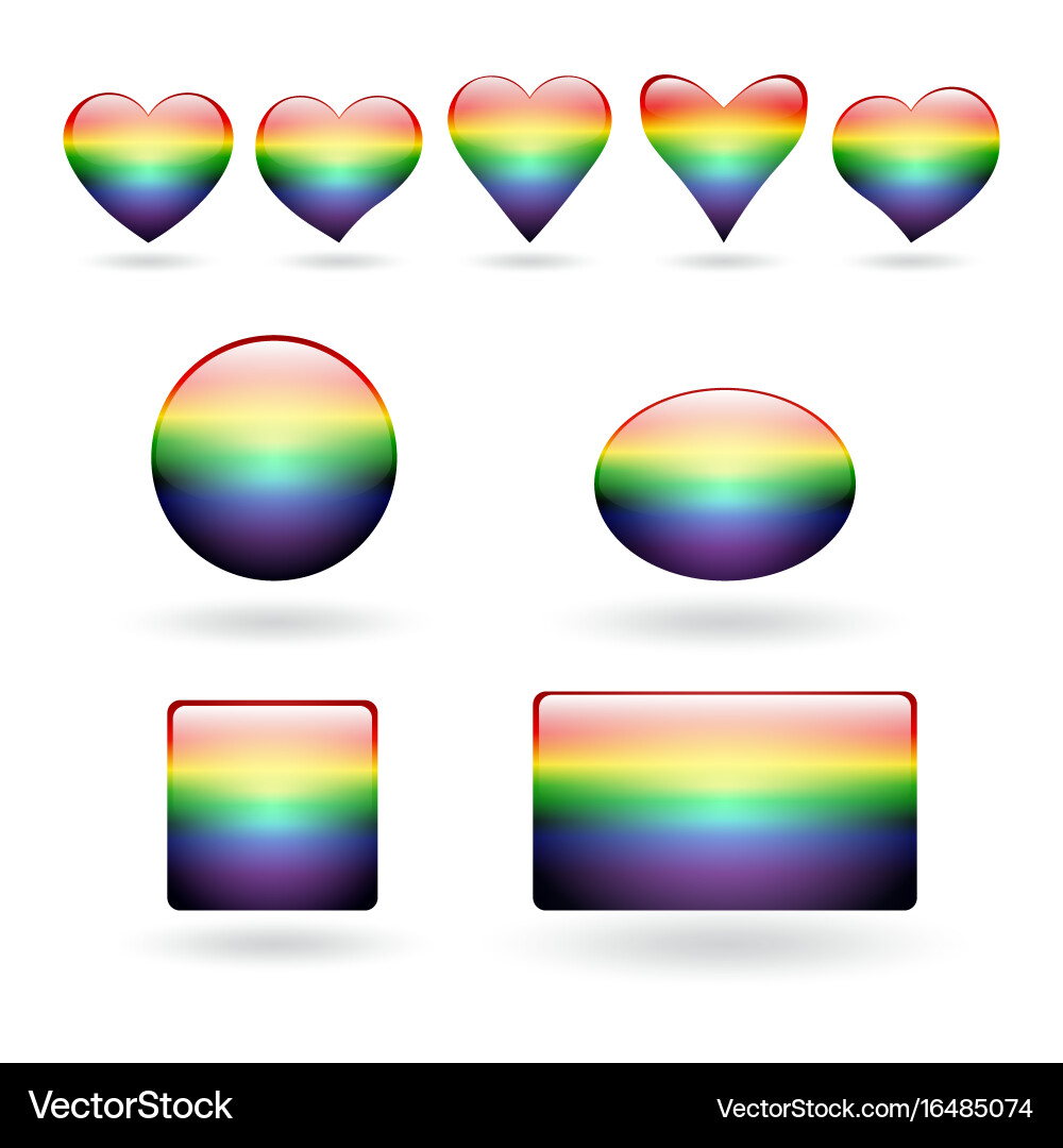Set of hearts and buttons vector image