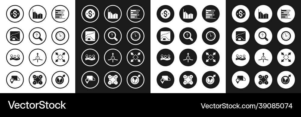 Set pie chart infographic unknown search graph vector image
