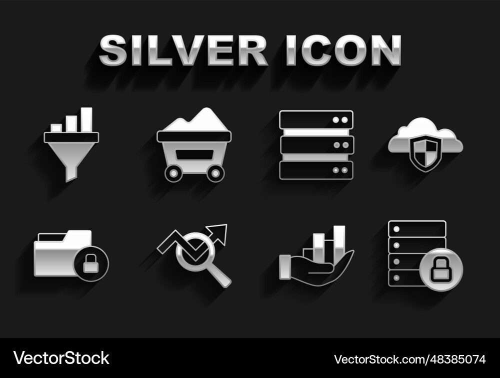 Set search data analysis cloud and shield server Set search data analysis cloud and shield server Vector Image