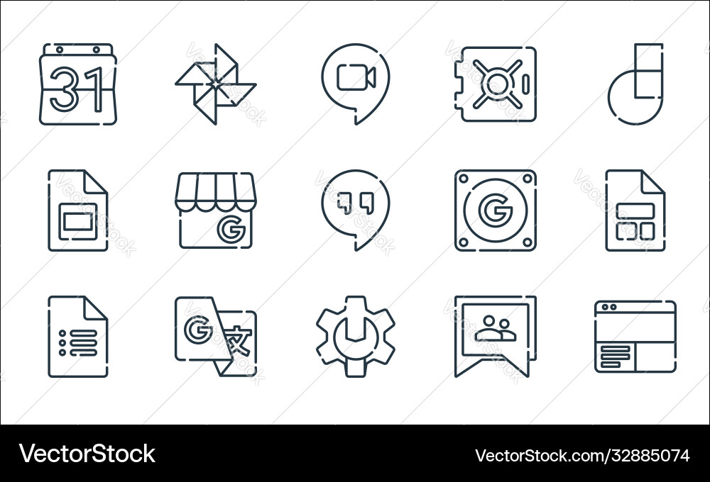 Suite line icons linear set quality Suite line icons linear set quality vector image