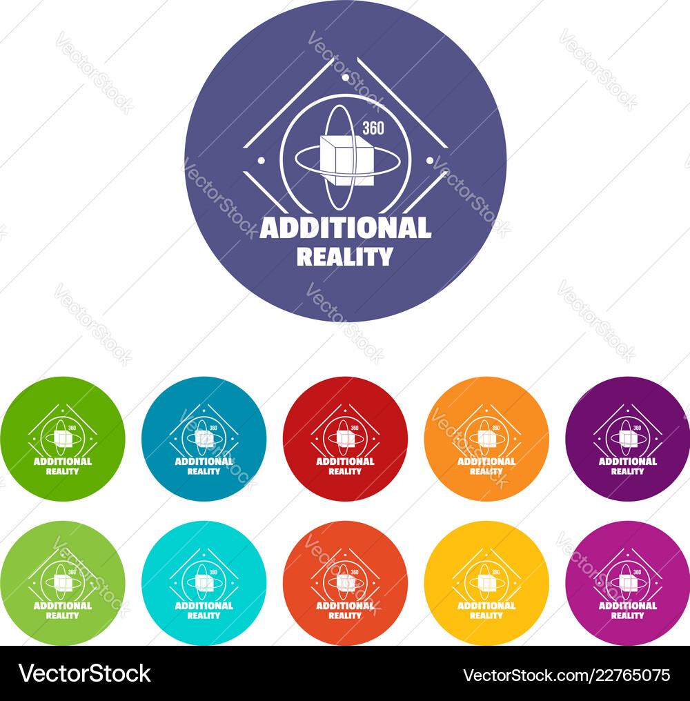 Additional reality icons set color Additional reality icons set color Vector Image