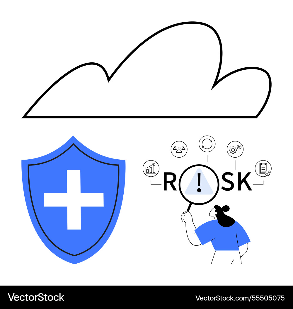 Cloud security analysis highlighting risk and data Vector Image