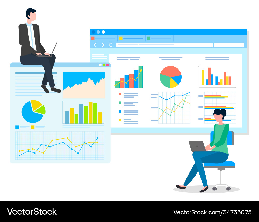 Data analysis teamwork statistical analytics work Data analysis teamwork statistical analytics work vector image