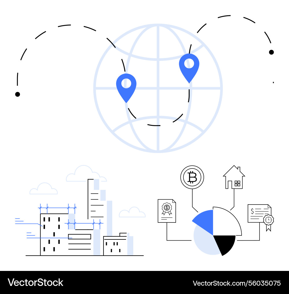 Global location tracking blockchain integration Global location tracking blockchain integration vector image