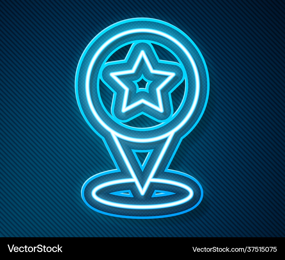 Glowing neon line map pointer with star icon Glowing neon line map pointer with star icon vector image