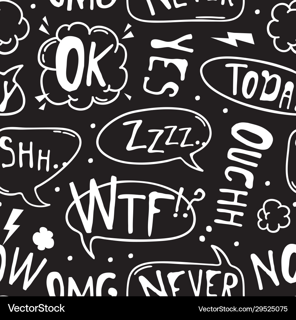 Hand drawn seamless pattern with speech bubbles Vector Image
